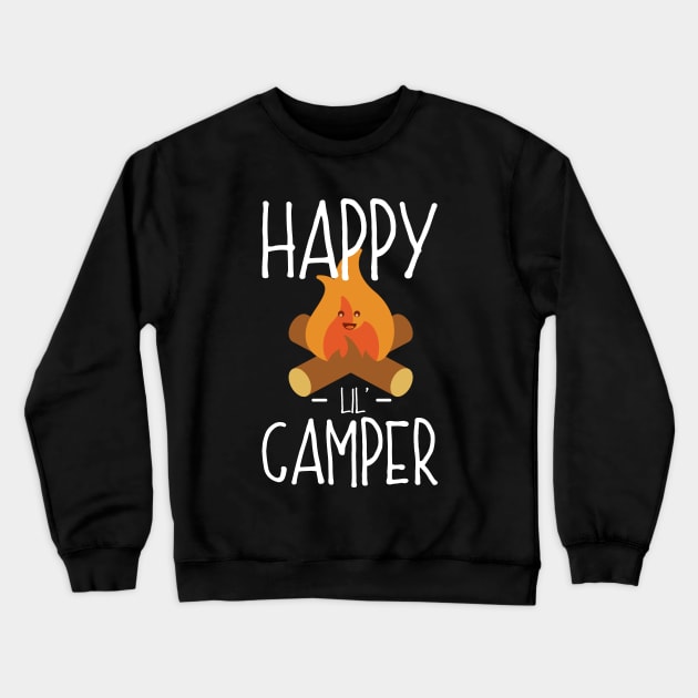 Happy Lil (Little) Camper - Camping Campfire Cartoon Crewneck Sweatshirt by PozureTees108